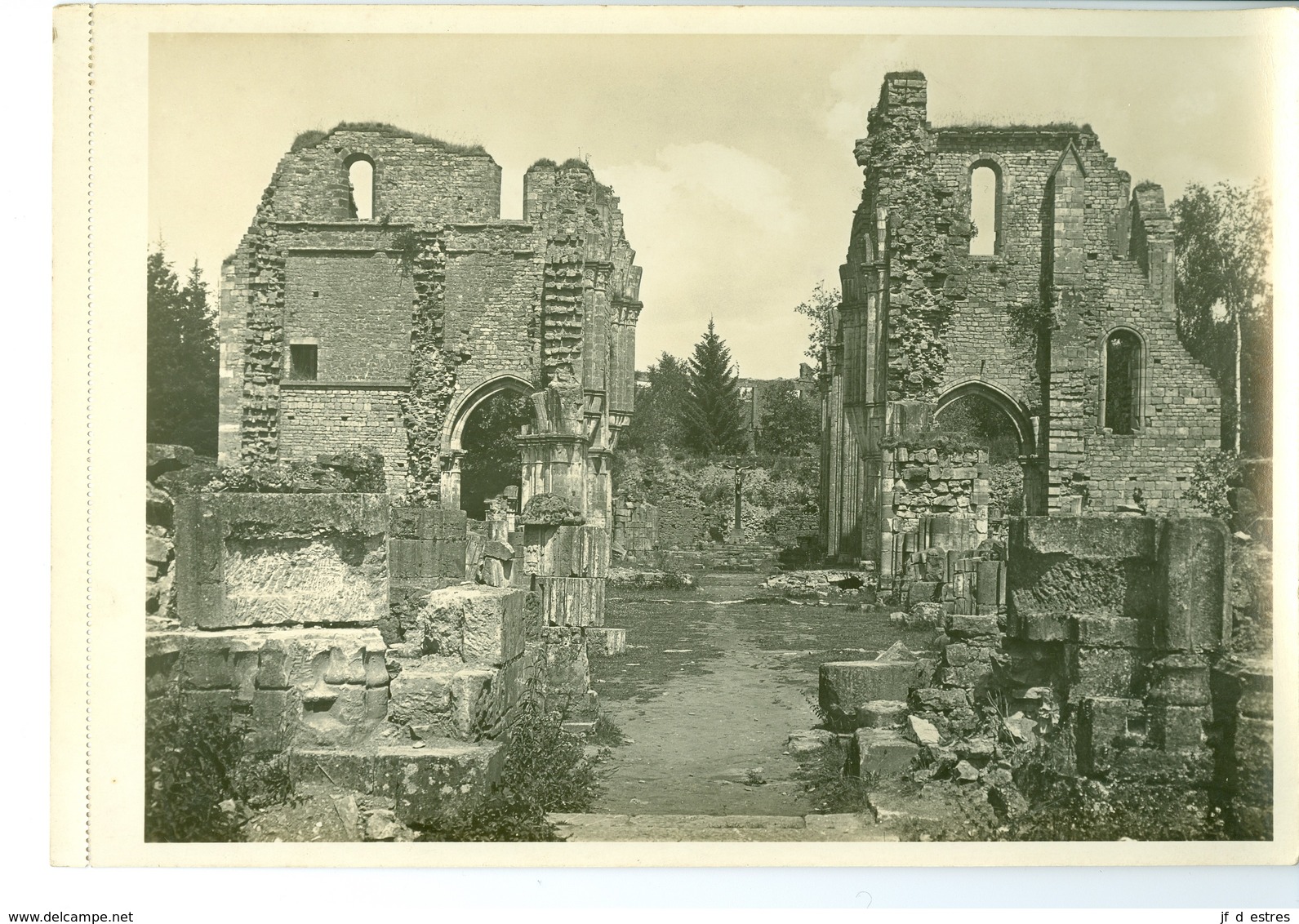 Vallée De La Semois Ruines De L'Abbaye D'Orval Impression Brillante Sur Carton Vernis Vers 1930 24,4 X 17,5 Cm - Autres & Non Classés