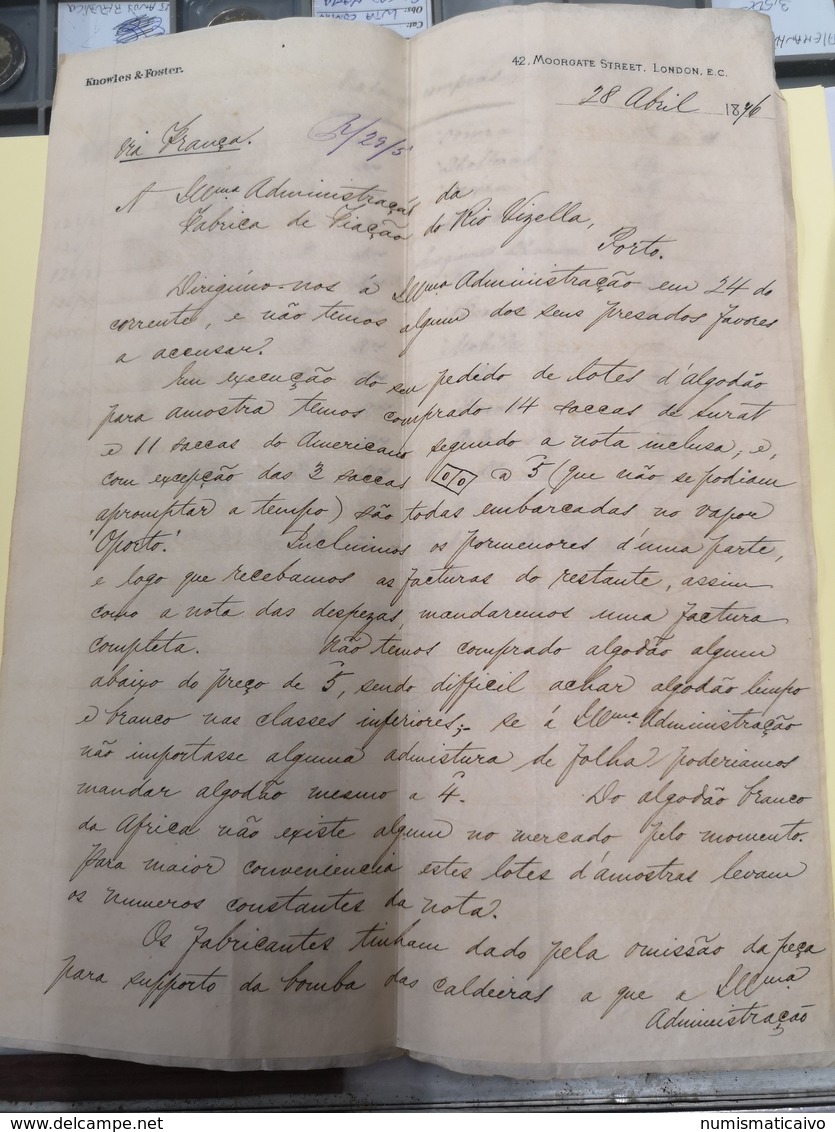 CARTA DE LONDRES 28-ABRIL 1876 KNOWLES & FOSTER - Royaume-Uni