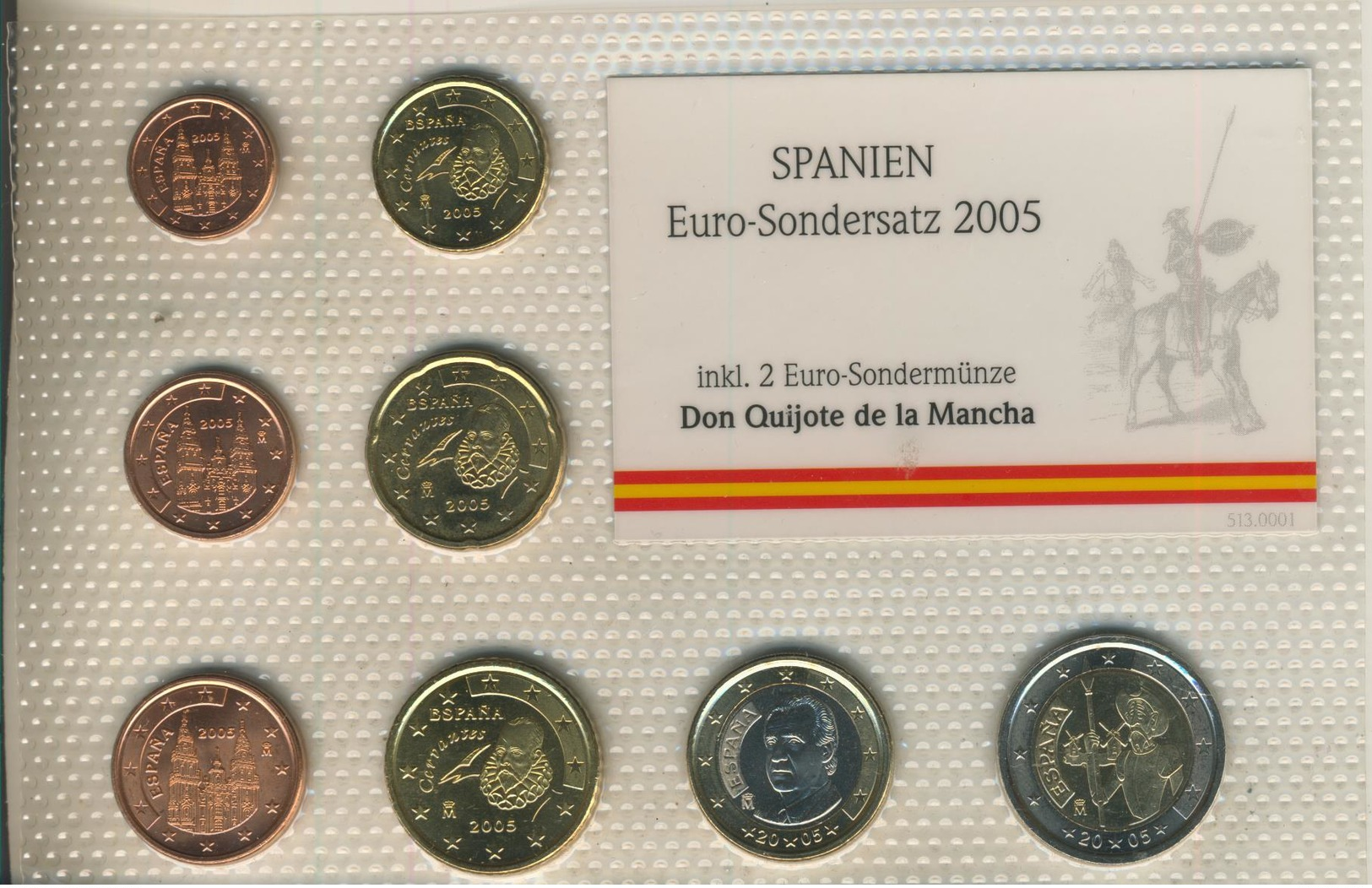 Euro Sondersatz,Spanien,2005,inkl. 2 Euro Sondermünze,Don Quijote De La Mancha  (5402) - Sonstige & Ohne Zuordnung