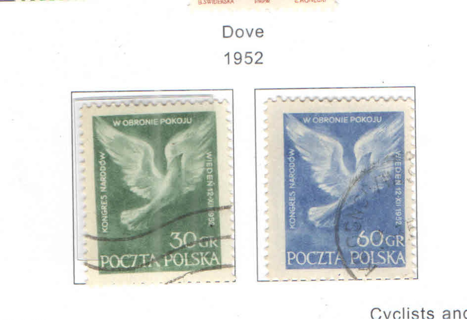 Polonia PO 1952 Doves  Scott.564+565 +See Scan On Scott.Page; - Used Stamps