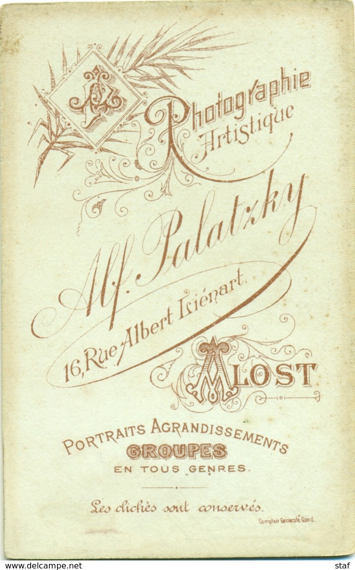 Ongebruikte Fotodrager Van Alfred Palatzky, Rue Albert Liénard, Alost - Fotograaf Te Aalst Tussen 1894 En 1899 - Matériel & Accessoires