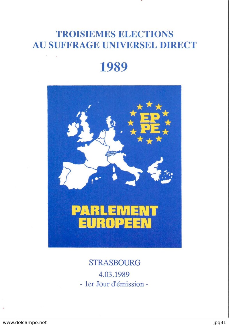 Encart 1er Jour Timbre Elections Au Parlement Européen - Strasbourg 4/03/89 - Institutions Européennes