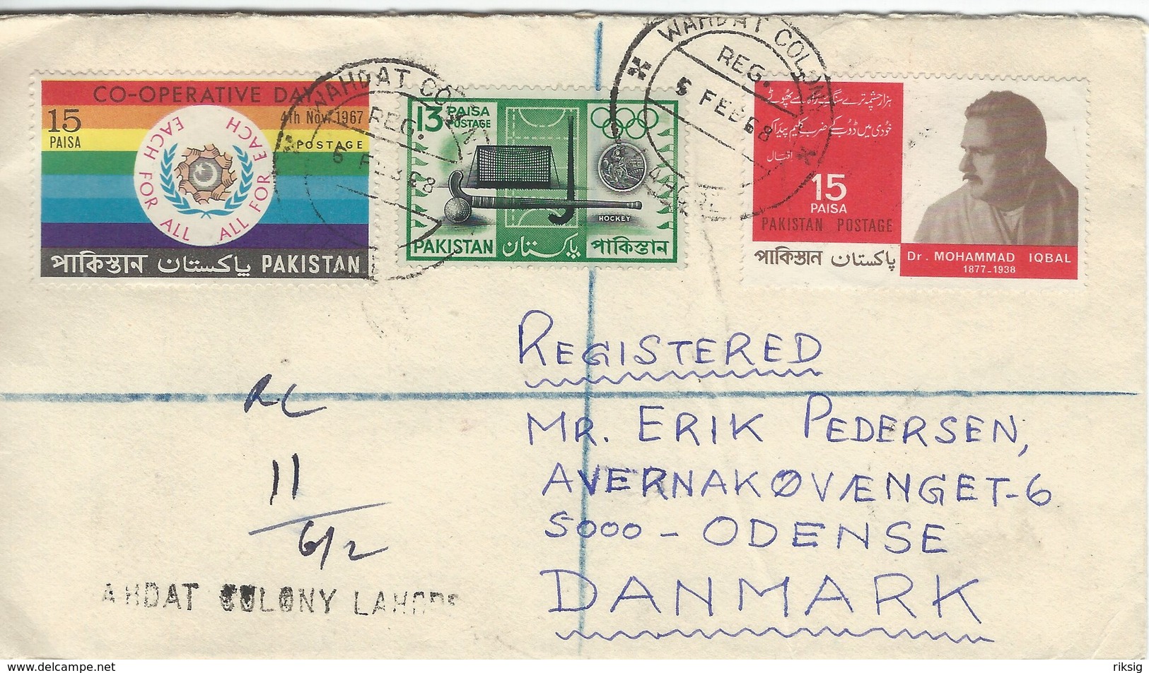 Pakistan - Registered Cover Sent To Denmark  H-1231 - Pakistán