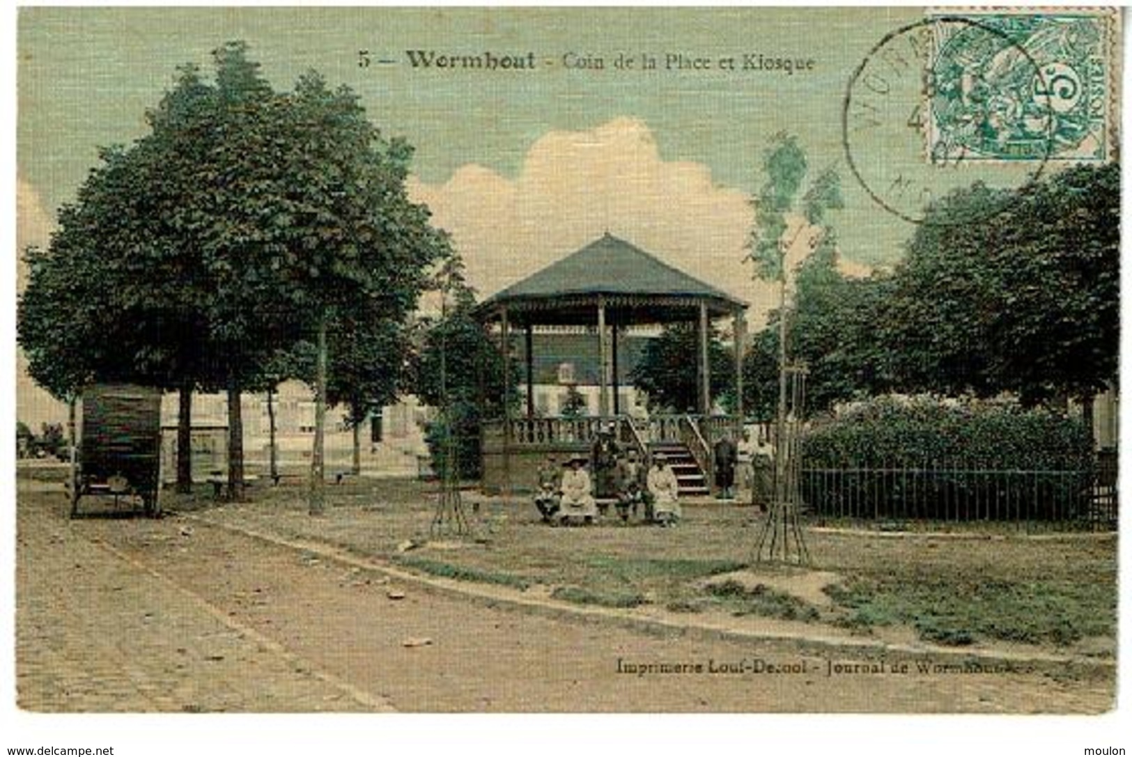 Wormout- Coin De La Place Et Kiosque (Toilee) Voyagee 1907 N:5 - Wormhout