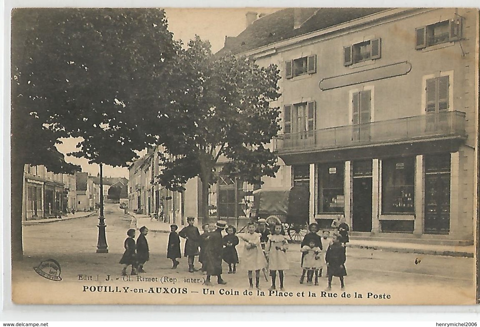 21 Cote D'or - Dijon - Pouilly En Auxois Un Coin De La Place Et La Rue De La Poste Animée 1918 - Andere & Zonder Classificatie