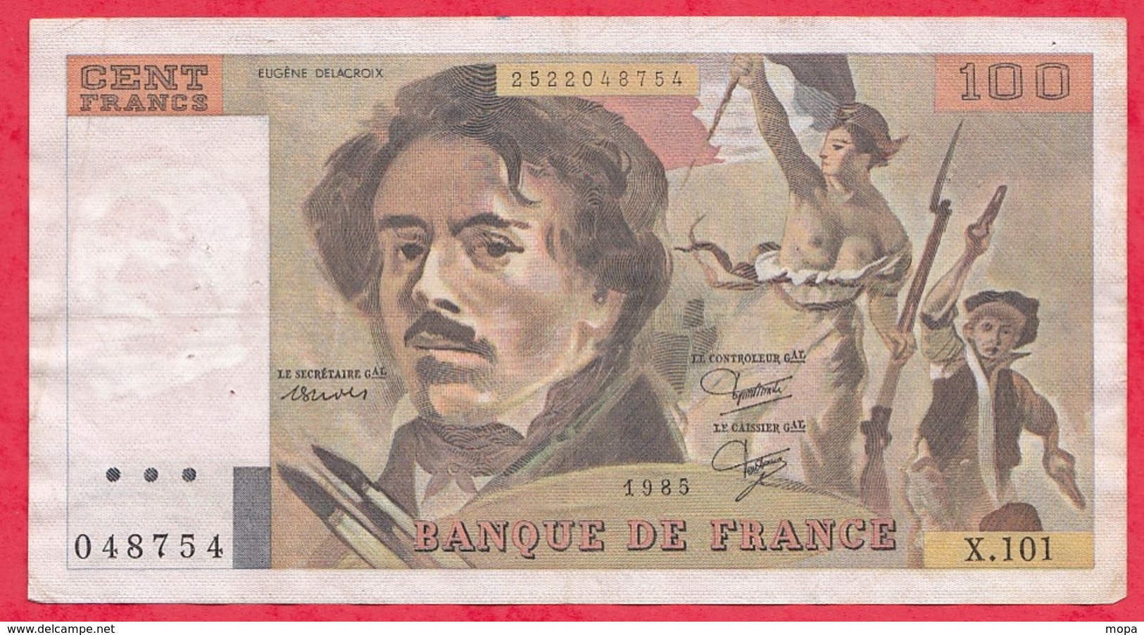 100 Francs "Delacroix" 1985 --F/TTB ---Série X.101 - 100 F 1978-1995 ''Delacroix''