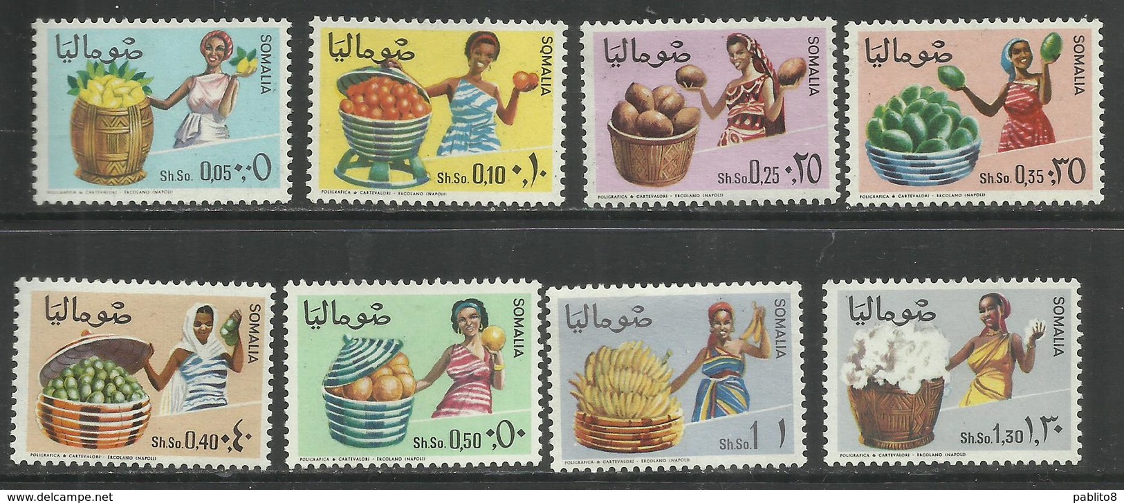 SOMALIA 1968 AGRICULTURE PRODOTTI DELL'AGRICULTURA AGRICULTARAL PRODUCTS SERIE COMPLETA COMPLETE SET MNH POST AFIS - Somalia (1960-...)