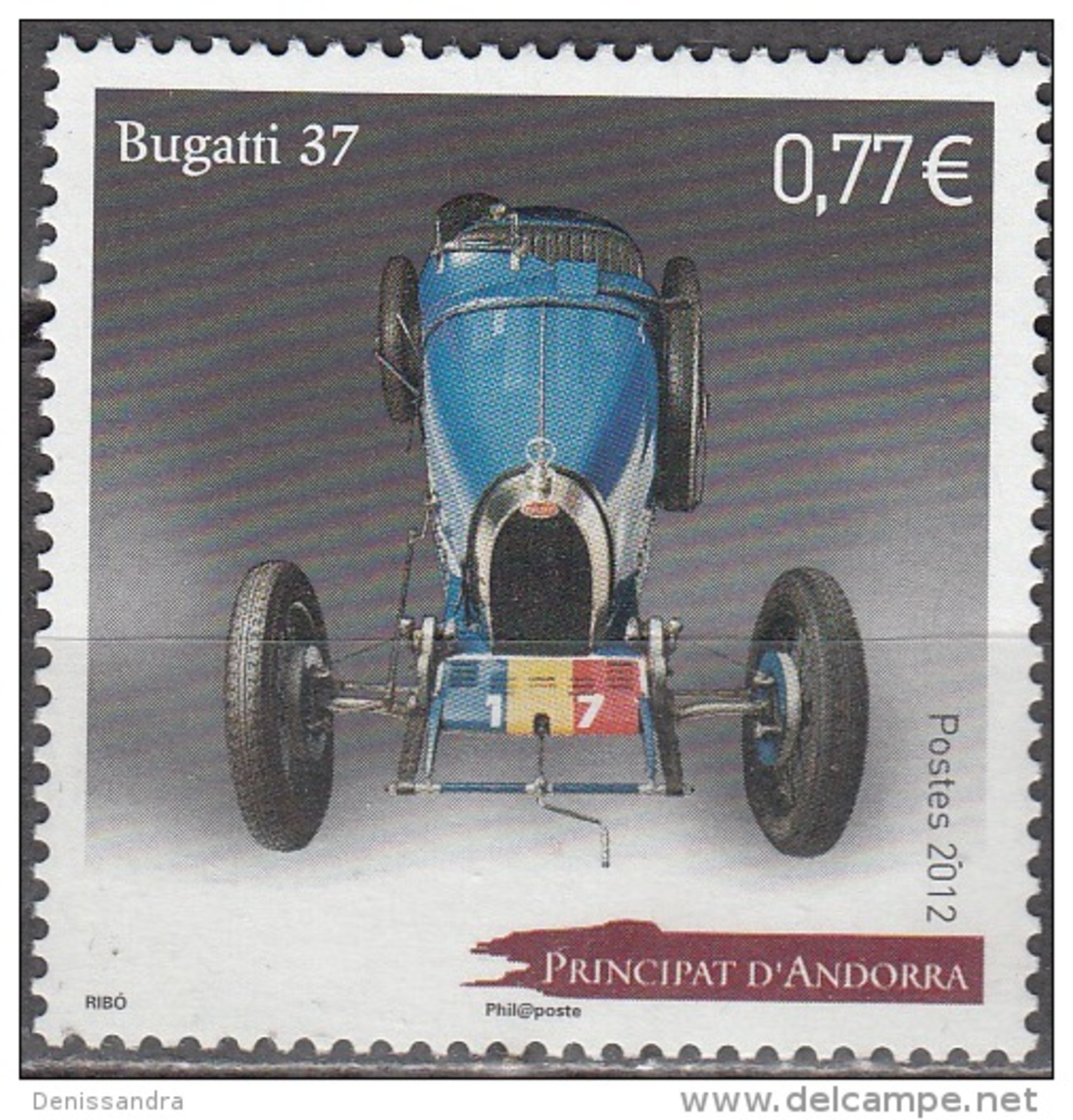 Andorre Français 2012 Yvert 723 Neuf ** Cote (2015) 2.70 Euro Bugatti 37 - Neufs