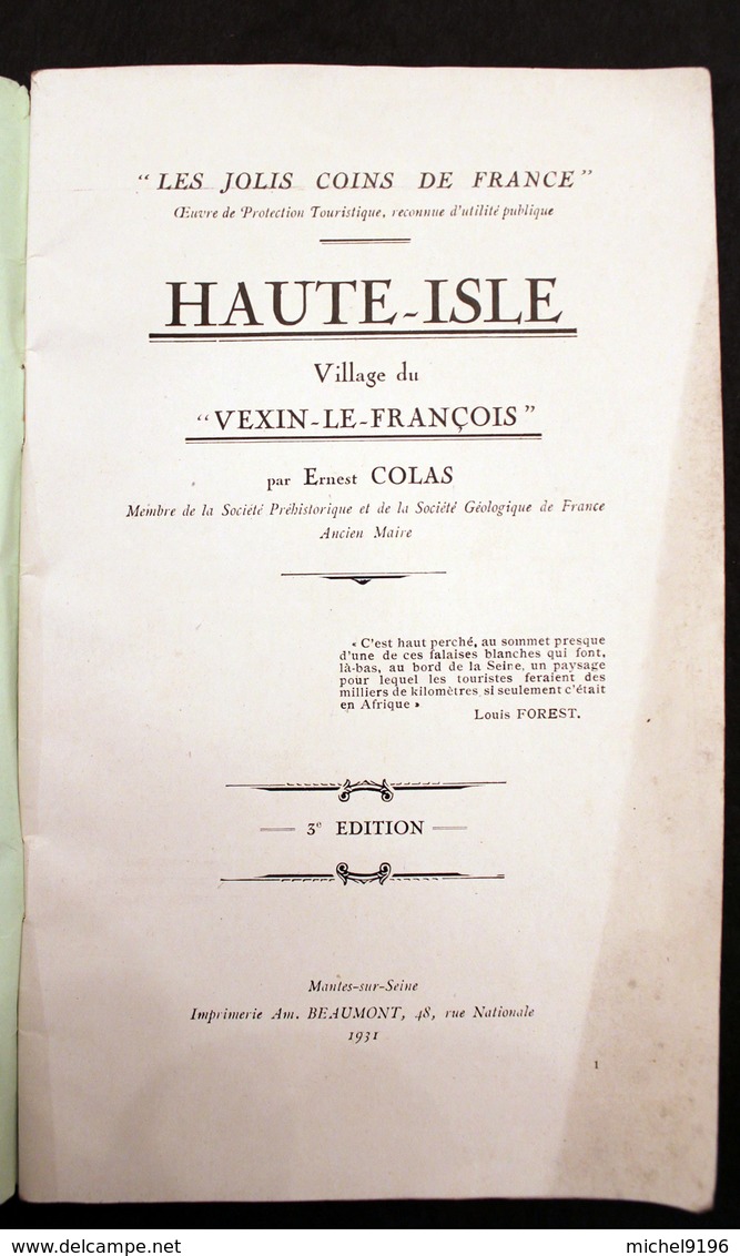 Haute-Isle Village Du Vexin Français Par Ernest Colas 3 ème édition 1931 - Normandie