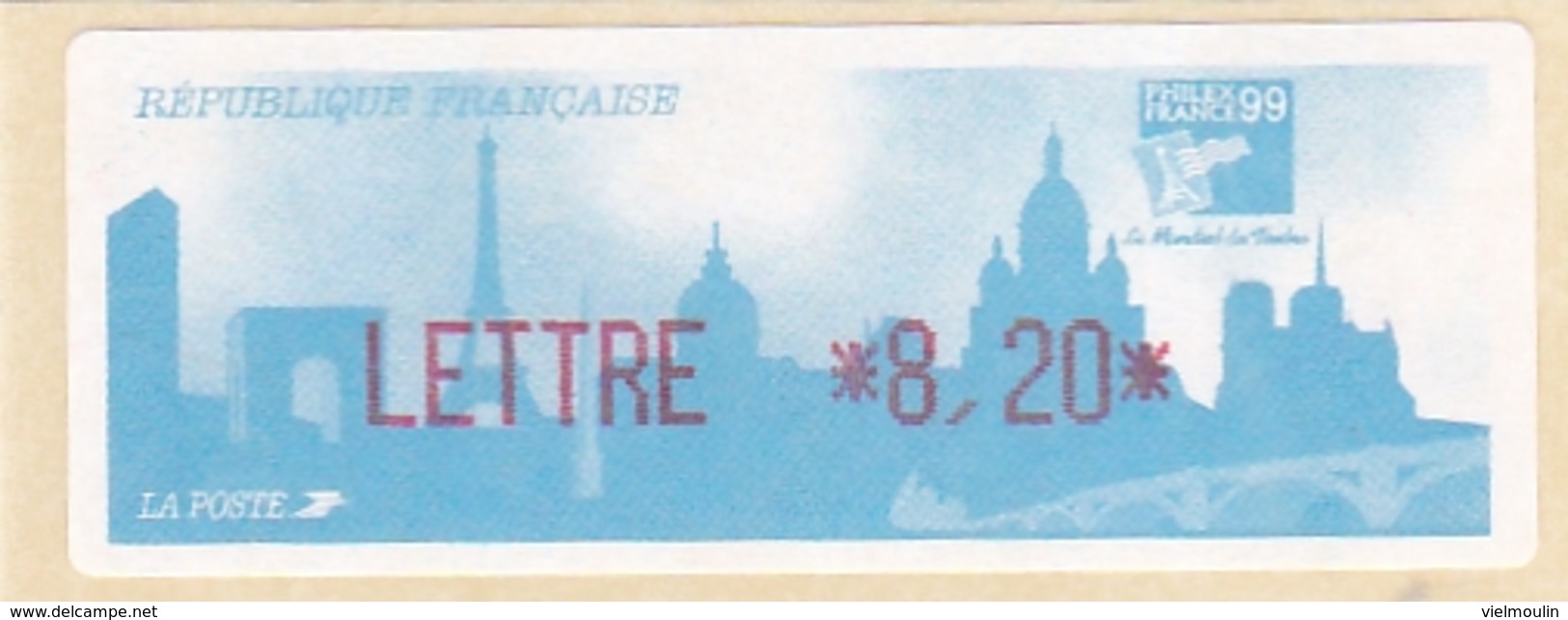 TIMBRE DE DISTRIBUTEUR 1999 PHILEXFRANCE 1999 EXPOSITION INTERNATIONALE MONDIAL DU TIMBRE LETTRE 8.20 F - 1999-2009 Vignettes Illustrées