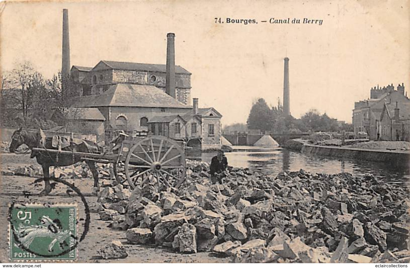 Bourges    18        Canal Du Berry  Chargement De Pierres      (Voir Scan) - Bourges