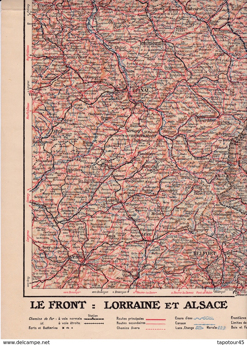 Carte 1/420 000 (60 Cm X 40 Cm) Le Front "Loraine Alsace 1916" Supplément à L'Illustration - Cartes Topographiques