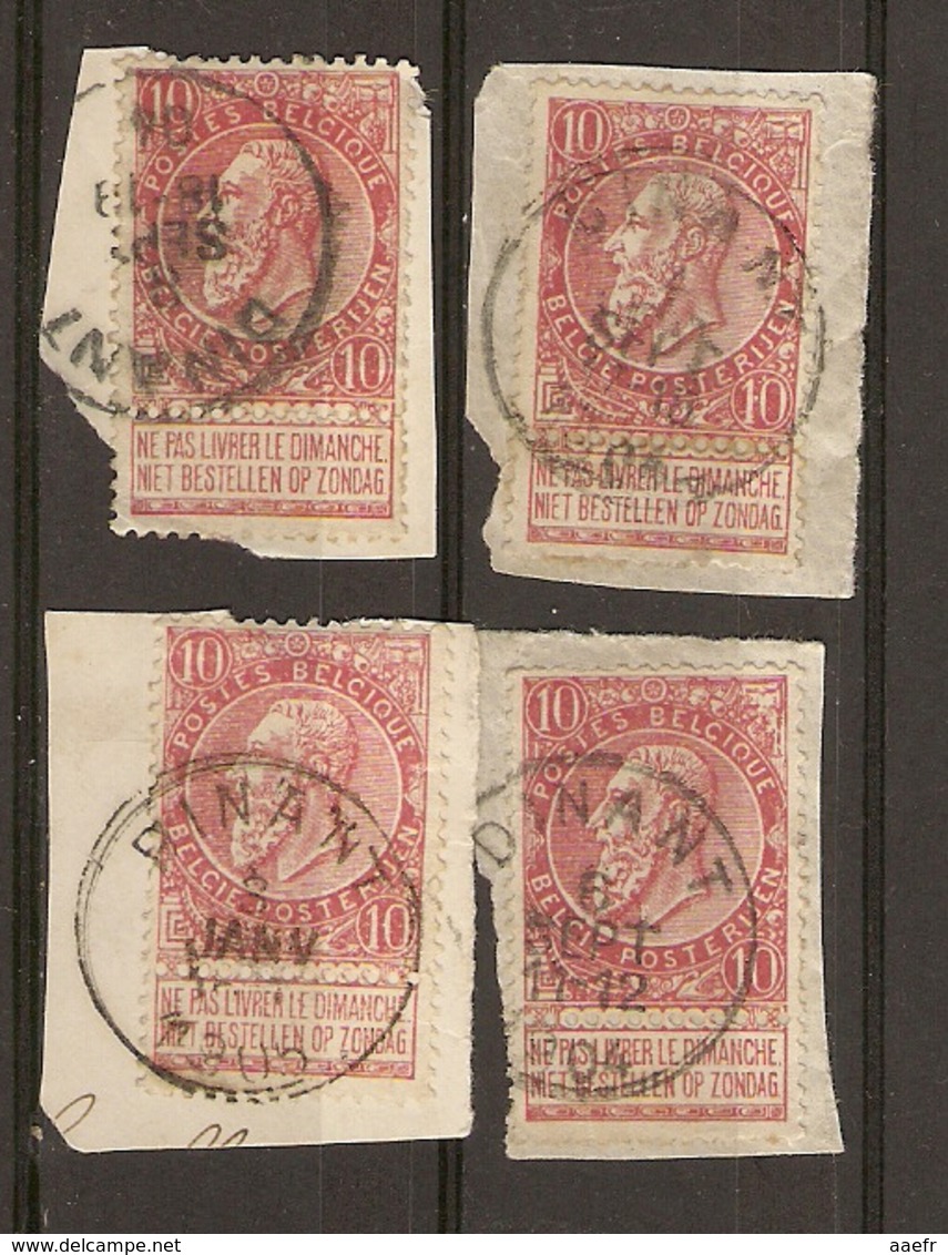 Belgique 1893/1900 - Léopold II Fine Barbe - Cob 58 - Petit Lot De 4° Sur Fragments - 1893-1900 Fine Barbe