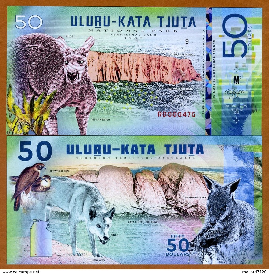 Australia, Uluṟu-Kata Tjuṯa National Park, 50 Dollars, Polymer, 2018 - Kangaroo - Andere & Zonder Classificatie