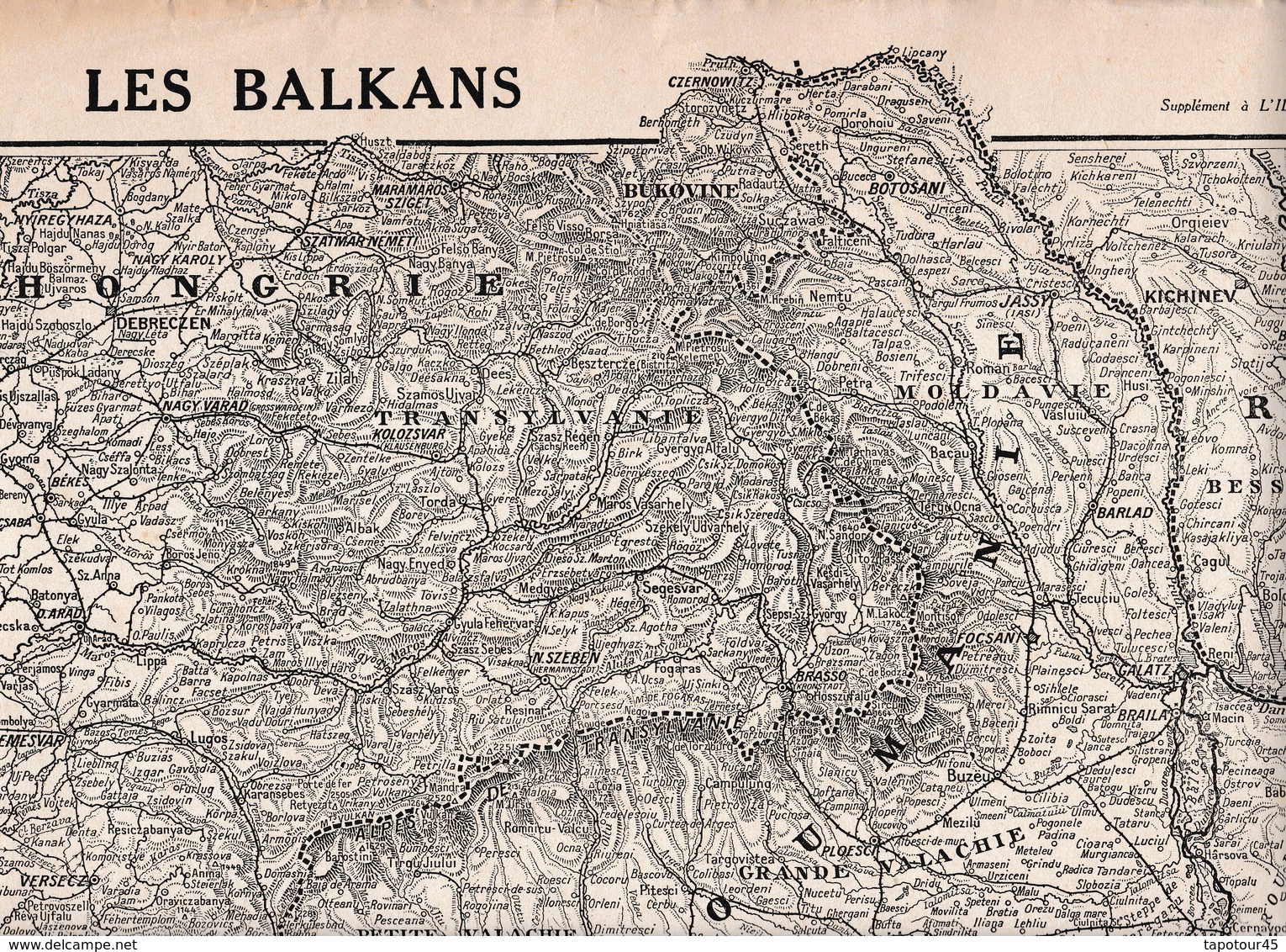 Carte  (60 Cm X 40 Cm) Les Fronts  "Les Balkans "  Supplément à L'Illustration 1915 - Documents