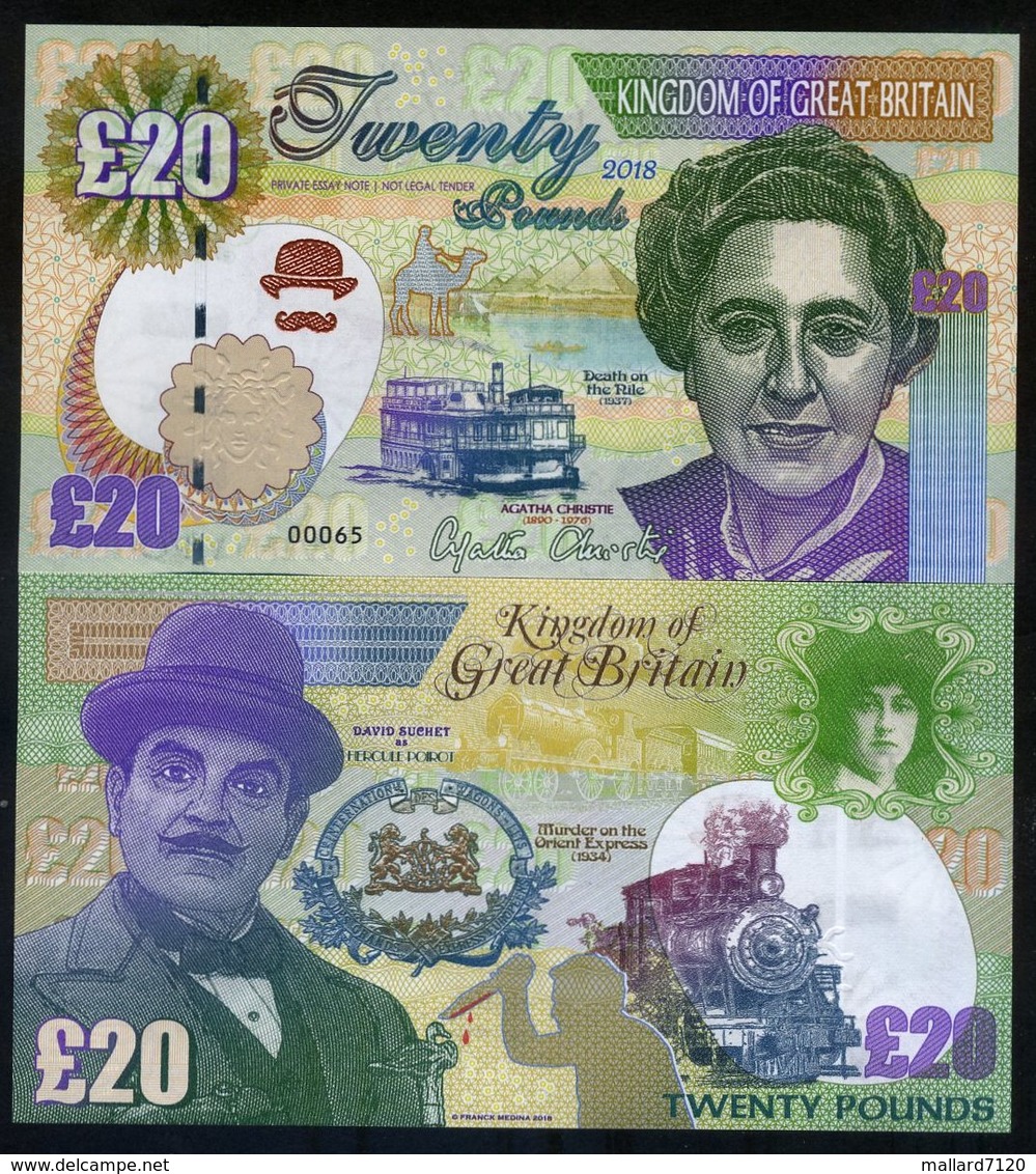 Great Britain 20 Pounds, 2018, Agatha Christie, Hercule Poirot, Orient Express - Autres & Non Classés