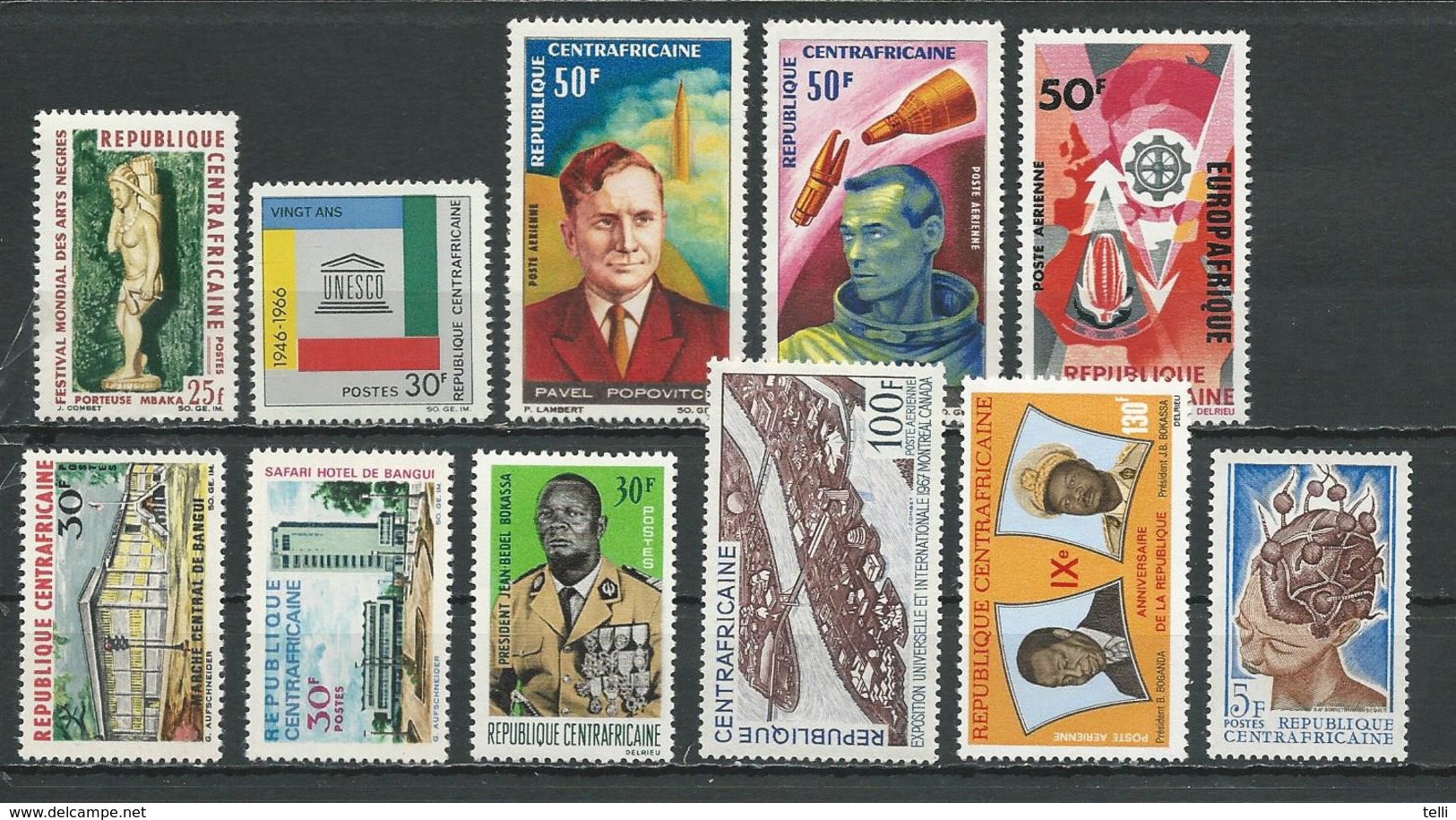 CENTRAFRIQUE  Voir Détail ** (11) Cote 5,25 $ 1966-7 - Centrafricaine (République)
