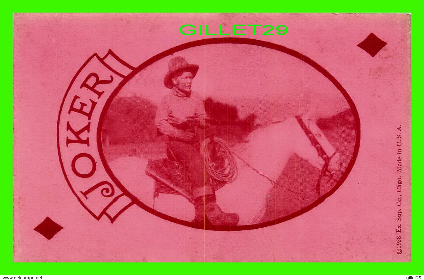 ACTEURS - COWBOY - JOKER DE CARREAU - 1928 EX. SUP. CO. CHICAGO - GET COUPON EXHIBIT - Acteurs