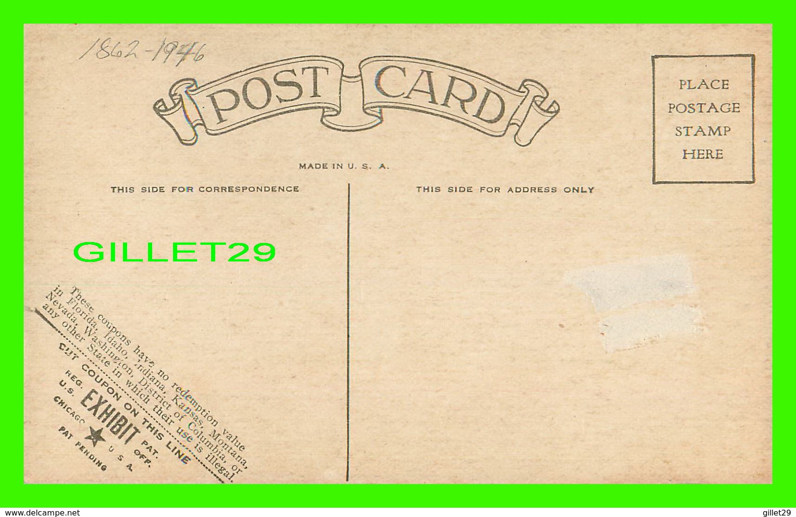 ACTEURS - WM. S. HART, 1862-1946 - 1928 EX. SUP. CO. CHICAGO - GET COUPON EXHIBIT - Acteurs