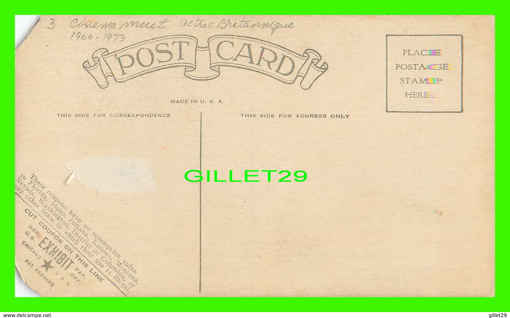 ACTRICES - EILEEN PERCY, 1900-1973 - EX. SUP. CO. CHICAGO, 1928 - CUT COUPON EXHIBIT - - Acteurs