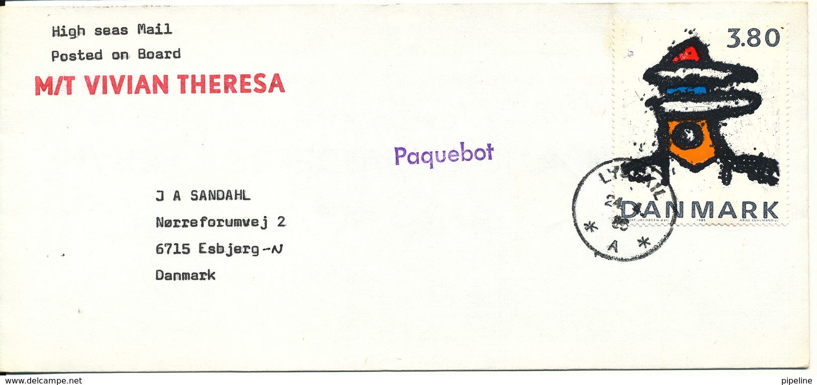 Denmark Ship Cover Posted On Board M/T Vivian Theresa Paquebot Lysekil 24-4-1986 - Covers & Documents