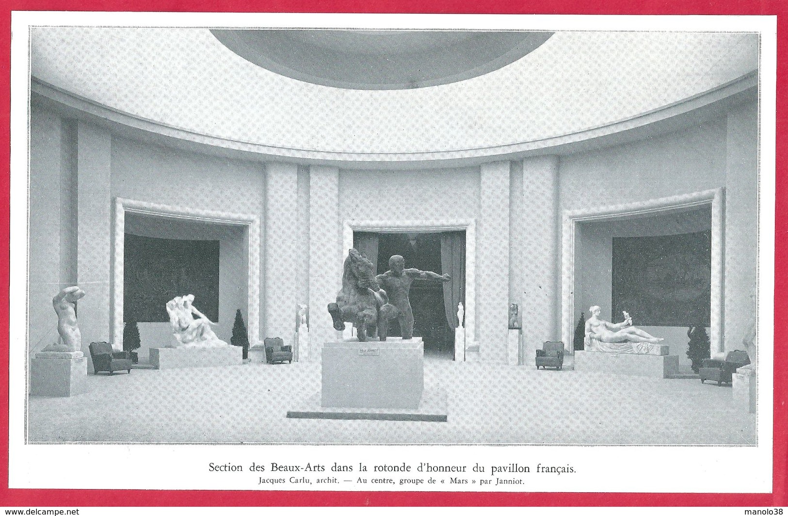 Exposition à Bruxelles, Section Des Beau Arts Du Pavillon Français, Architecte Jacques Carlu, "Mars" Par Janniot. 1935. - Autres & Non Classés