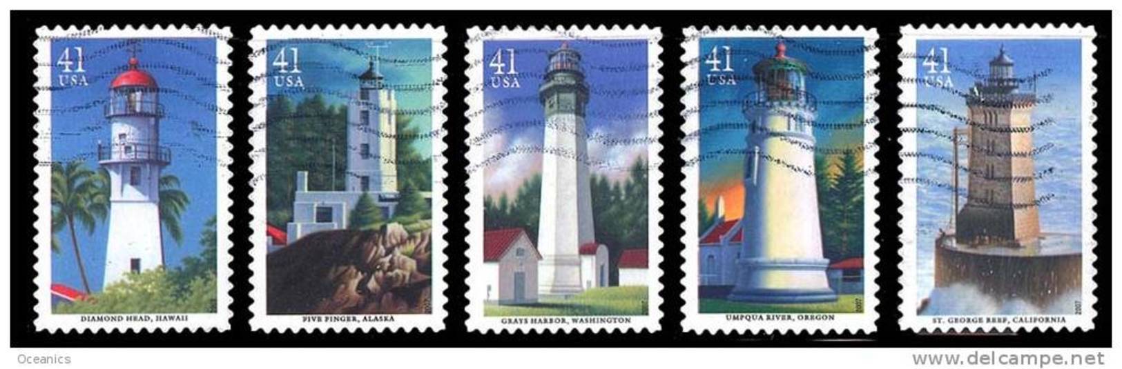 Etats-Unis / United States (Scott No.4146-50 -Pacific  Lighthouses) (o) Serie De 5 / Set Of - Gebruikt