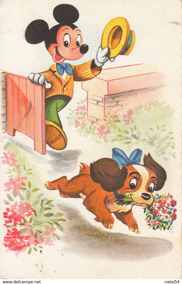 Carte Postale Fantaisie De Mickey Avec Un Petit Chien. CPM Au Format 9 X 14 écrite - Autres & Non Classés