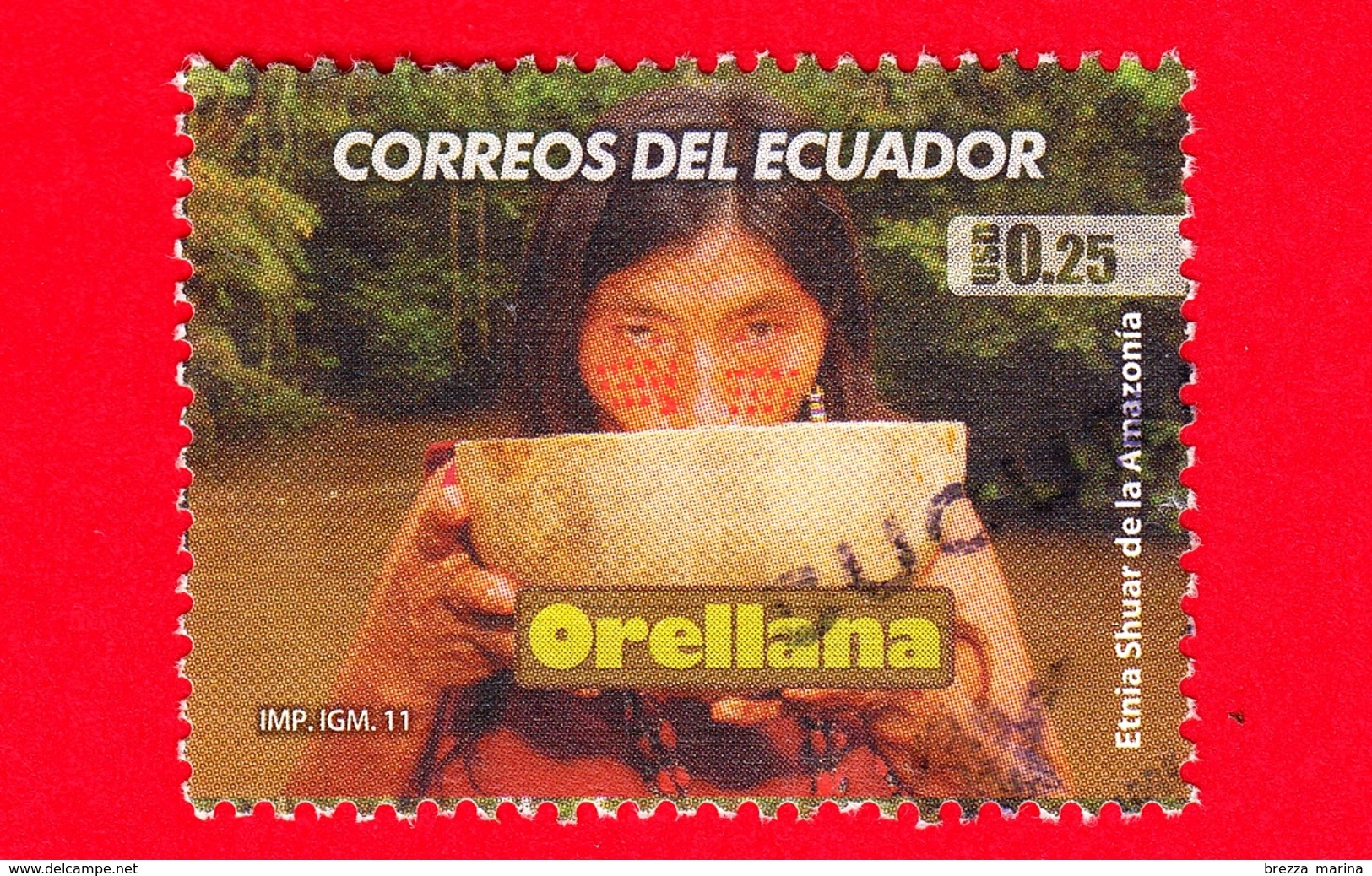 ECUADOR - Usato - 2011  - Storia - Orellana, Etnia Shuar  - 0.25 - Ecuador