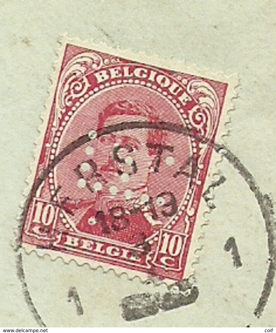 138 Op Brief Stempel HERSTAL, Met Firmaperforatie (perfin) F. Van "Fabrique D'Armes De Guerre" - 1909-34