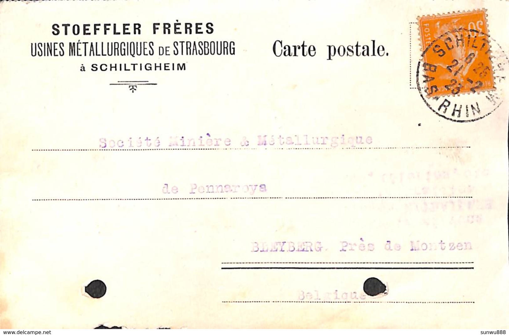 Carte Postale Publicitaire - Stoeffler Frères, Usines Métallurgiques à Schiltigheim 1923 - Schiltigheim