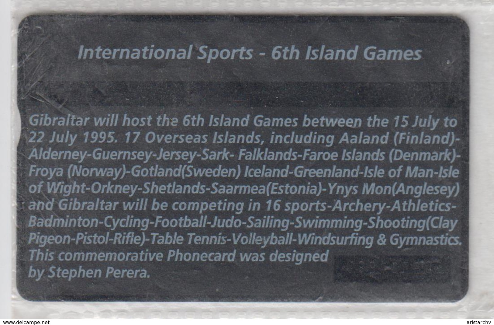 GIBRALTAR 1995 ISLAND GAMES SWIMMING MINT - Gibraltar