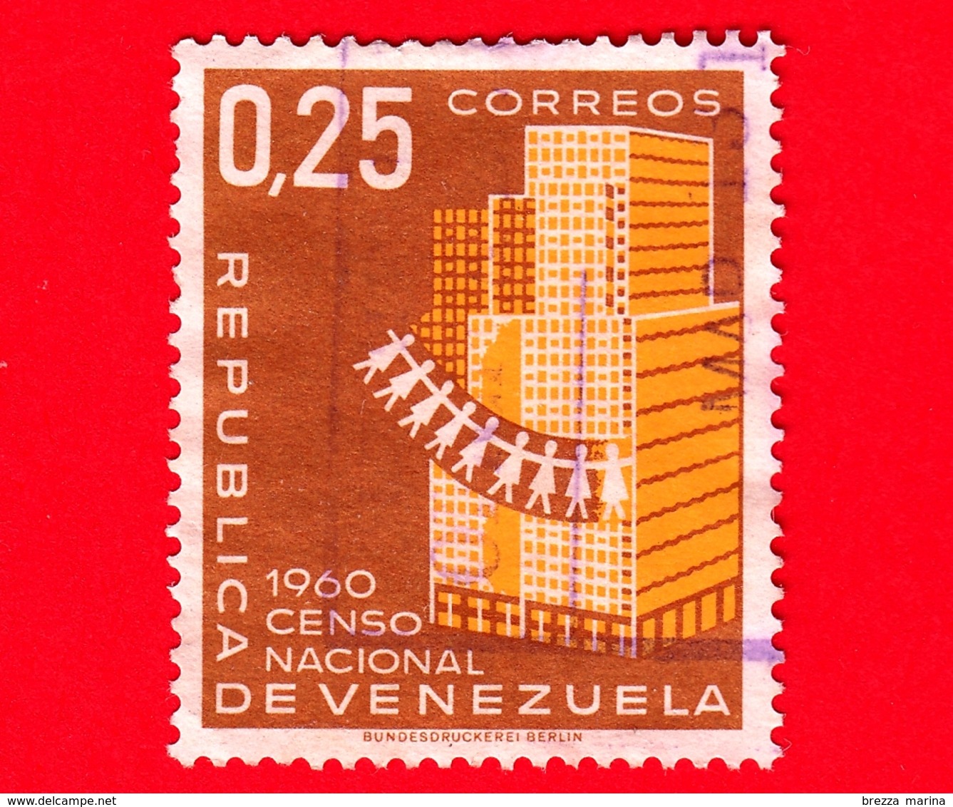 VENEZUELA - Usato - 1961 - Censimento Nazionale Della Popolazione 1960 - 0.25 - Venezuela