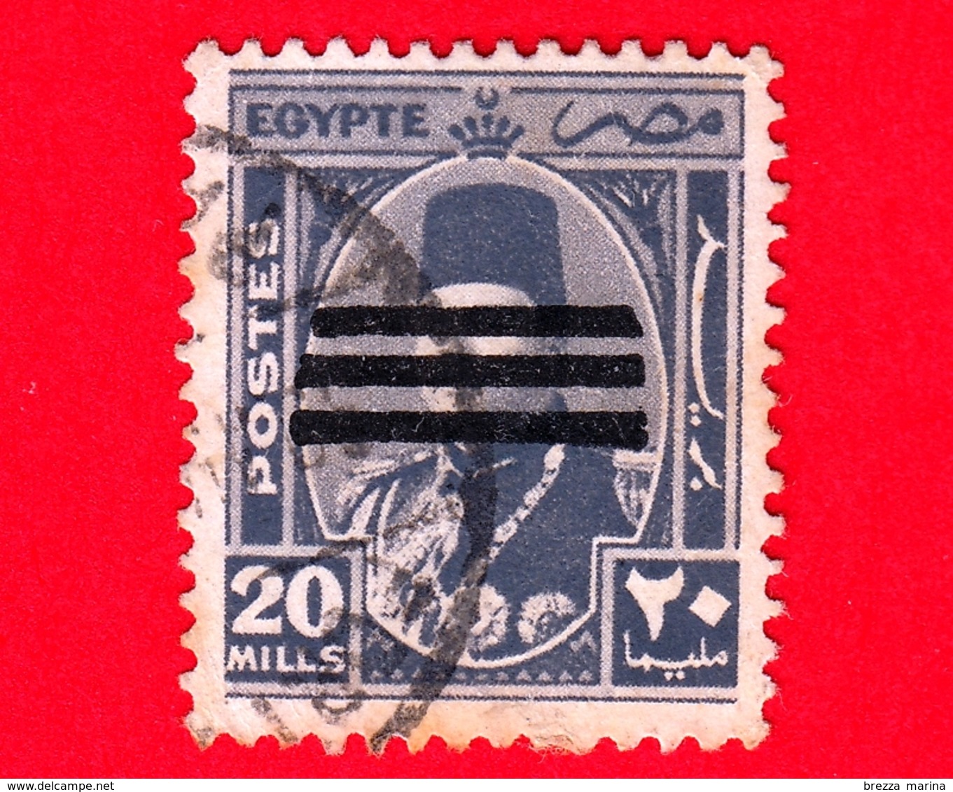 EGITTO - Usato - 1953 - Re Farouk In Un Ovale - Sovrastampato - 20 - Usati