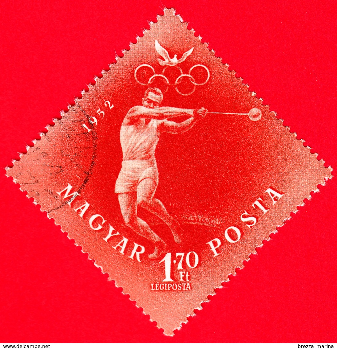 UNGHERIA - Usato - 1952 - Giochi Olimpici Di Helsinki - Lancio Del Martello - Hammer Throw - 1.70 - Usati