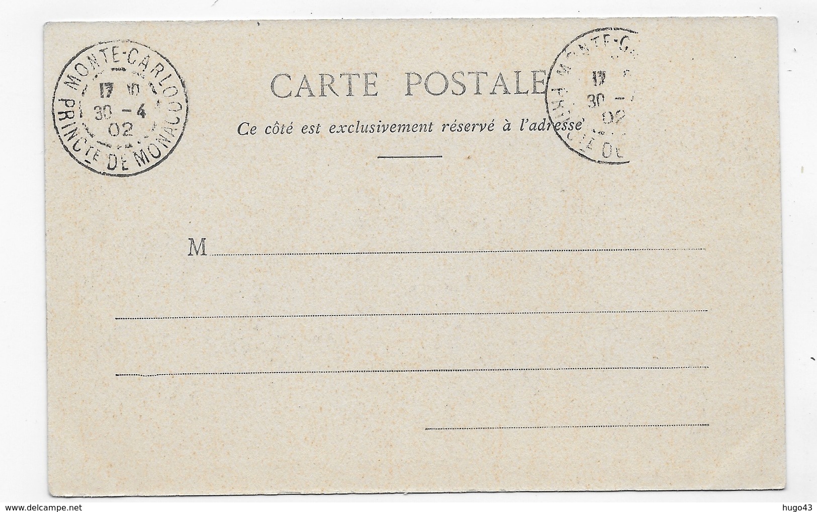 (RECTO / VERSO) MONTE CARLO EN 1902 - N° 528 - LES JARDINS ET LE RIVIERA PALACE - BEAU CACHET - CPA - Alberghi