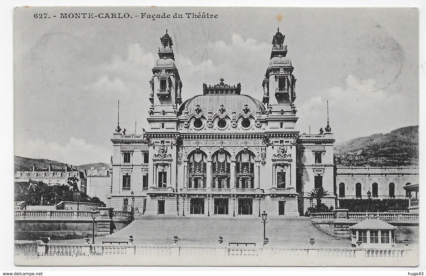 (RECTO / VERSO) MONTE CARLO EN 1902 - N° 627 - FACADE DU THEATRE - BEAU CACHET - CPA - Opera House & Theather