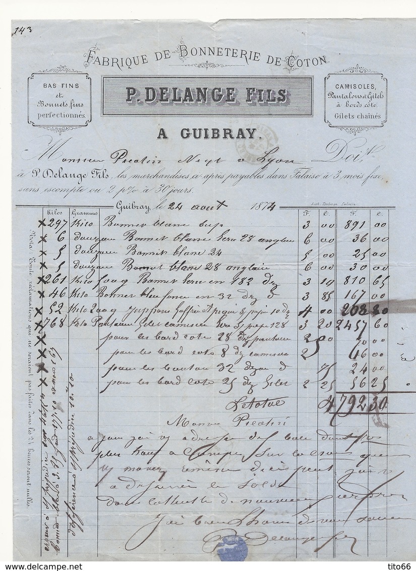 Lettre Avec Cérès N° 60 Défectueux  TAD Convoyeur Station Falaise 24/8/1874 Vers Lyon - 1849-1876: Période Classique