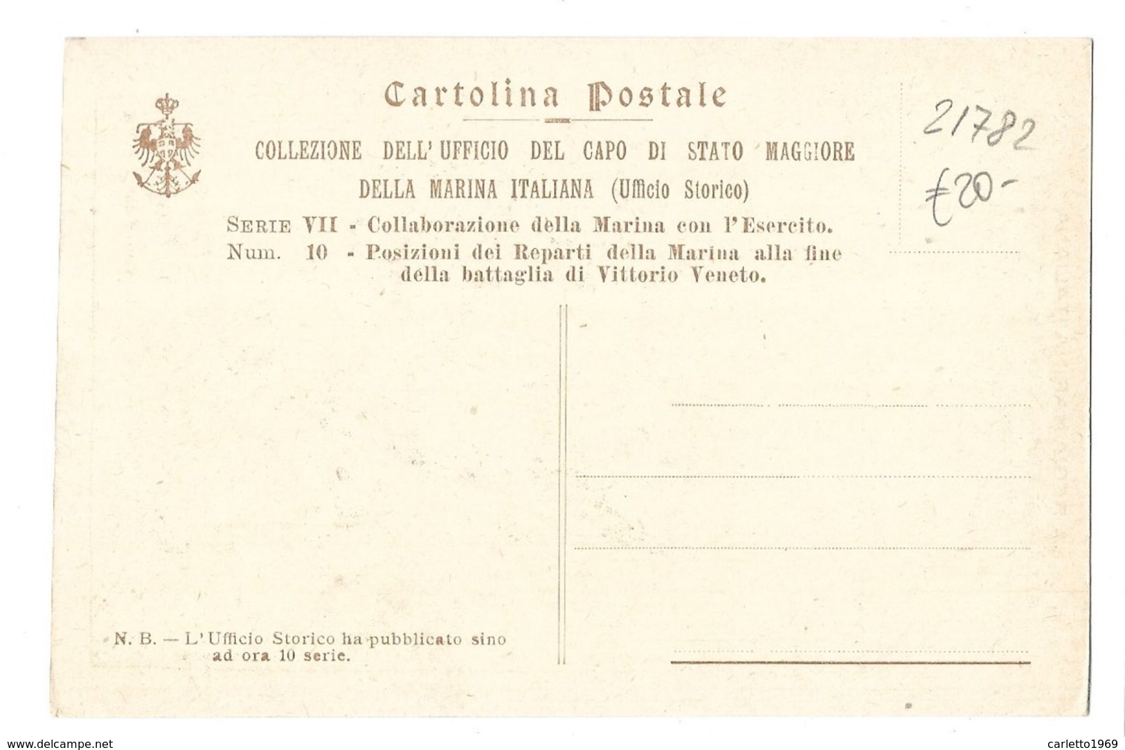 REGIA MARINA ITALIANA-POSIZIONI DEI REPARTI DELLA R.MARINA ALLA FINE DELLA BATT VITT.VENETO -NV FP - Guerra 1914-18