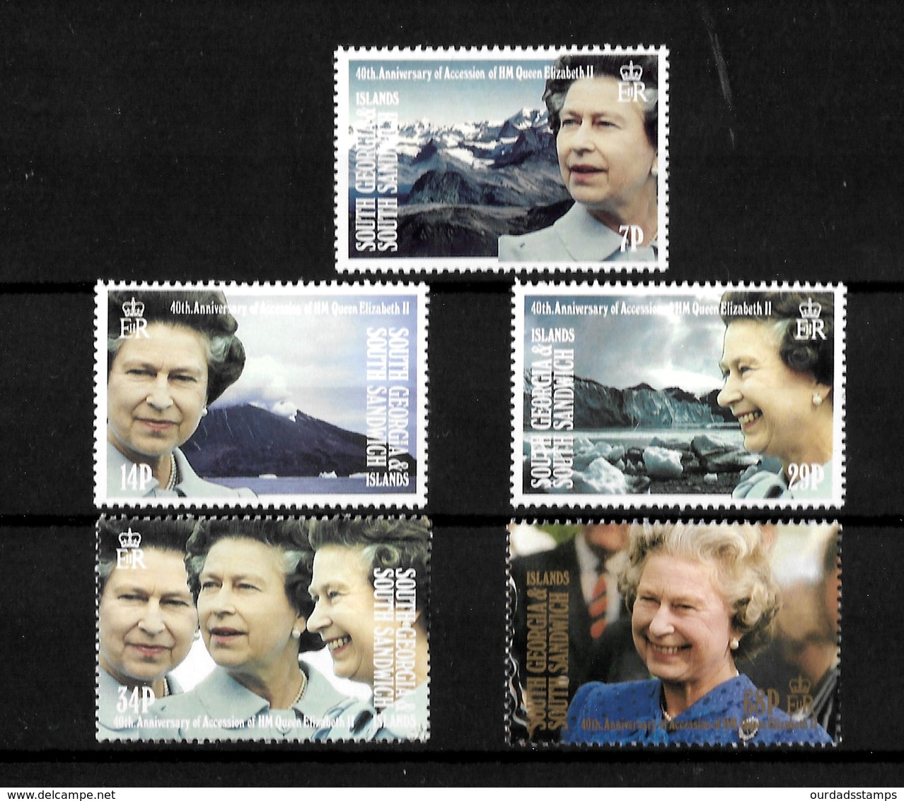 South Georgia 1992 QEII 40th Anniversary Of Accession, Complete Set MNH (7167) - Falkland Islands