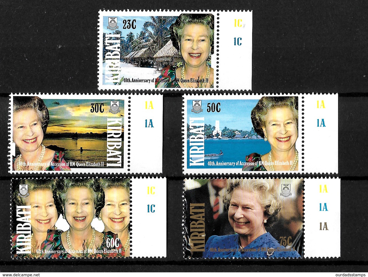 Kiribati 1992 QEII 40th Anniversary Of Accession, Complete Set MNH Marginals (7172) - Kiribati (1979-...)