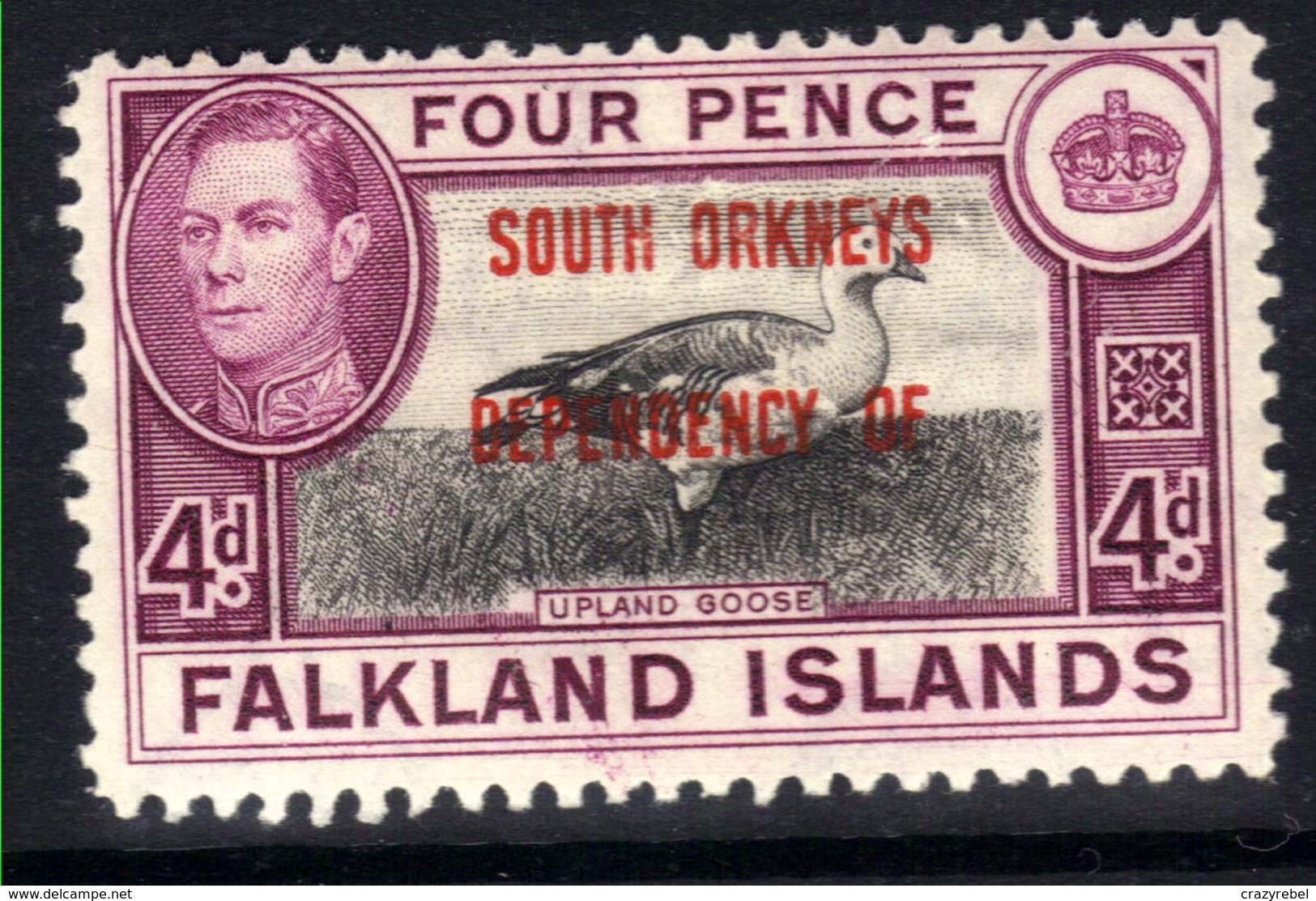 Falkland Island 1944 - 45 KGV1 4d South Orkneys Dependency MM SG C5 ( J1189 ) - Falkland