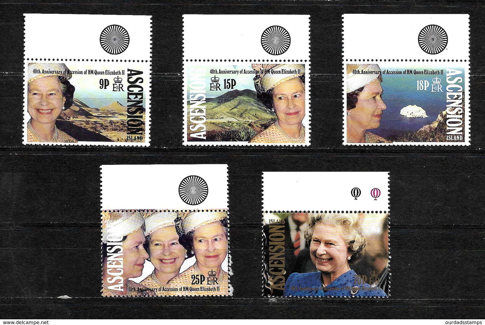 Ascension Islands 1992 QEII 40th Anniversary Of Accession, Complete Set MNH Marginals  (7182) - Ascension