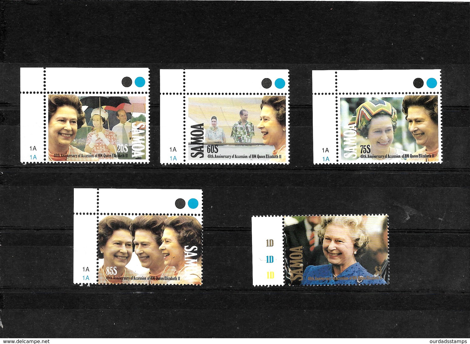 Samoa 1992 QEII 40th Anniversary Of Accession, Complete Set MNH Marginals  (7183) - Samoa