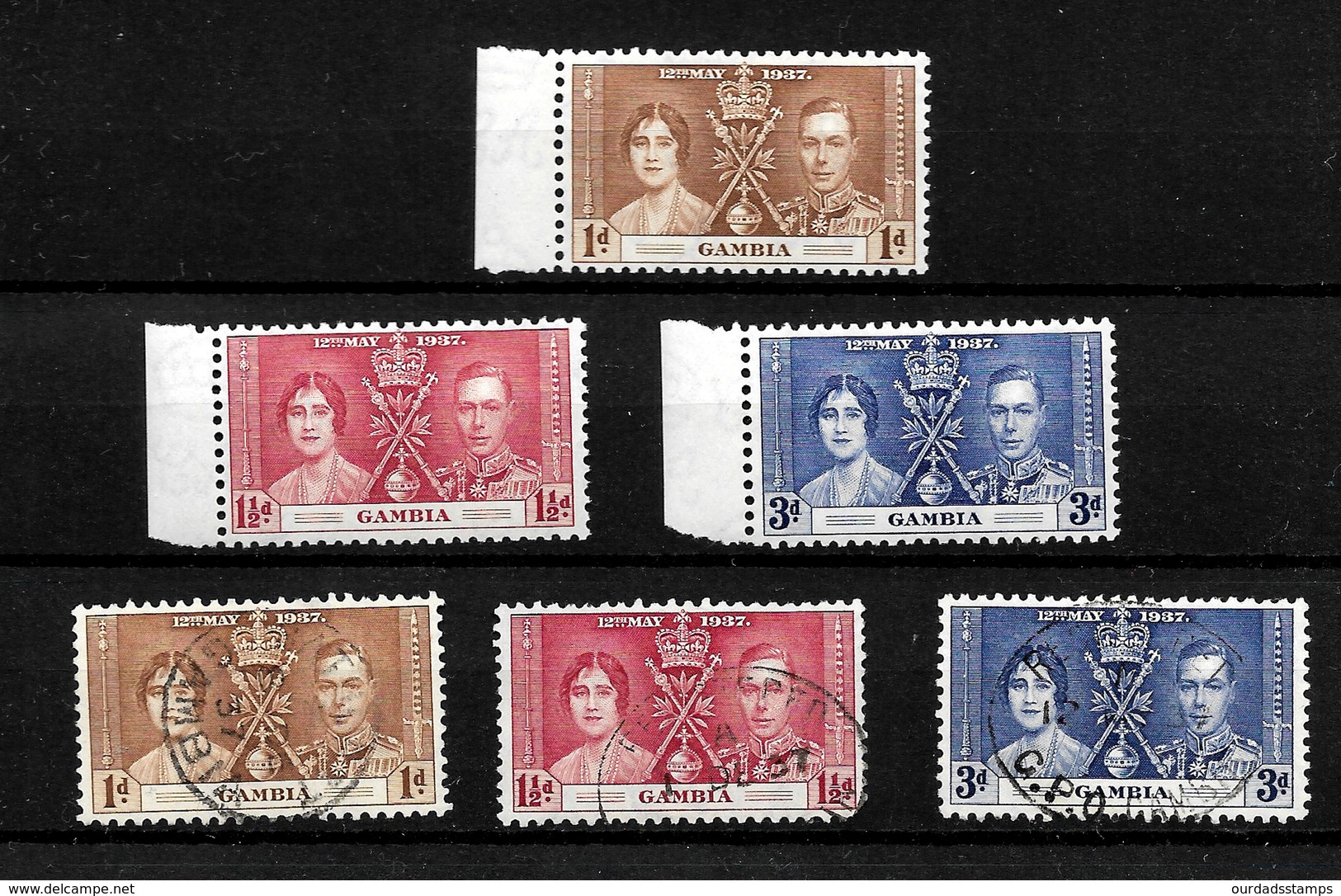 Gambia KGVI 1937 Coronation, Complete Set MNH Marginals & Used (7185) - Gambie (...-1964)