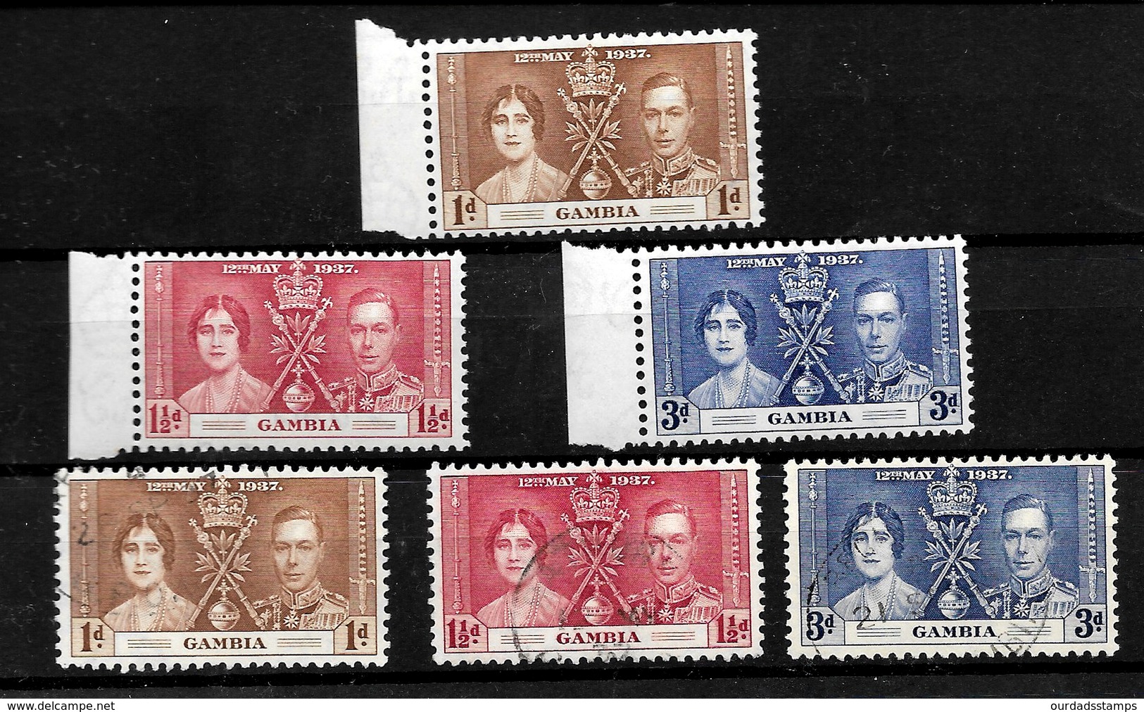 Gambia KGVI 1937 Coronation, Complete Set MNH Marginals & Used (7186) - Gambia (...-1964)