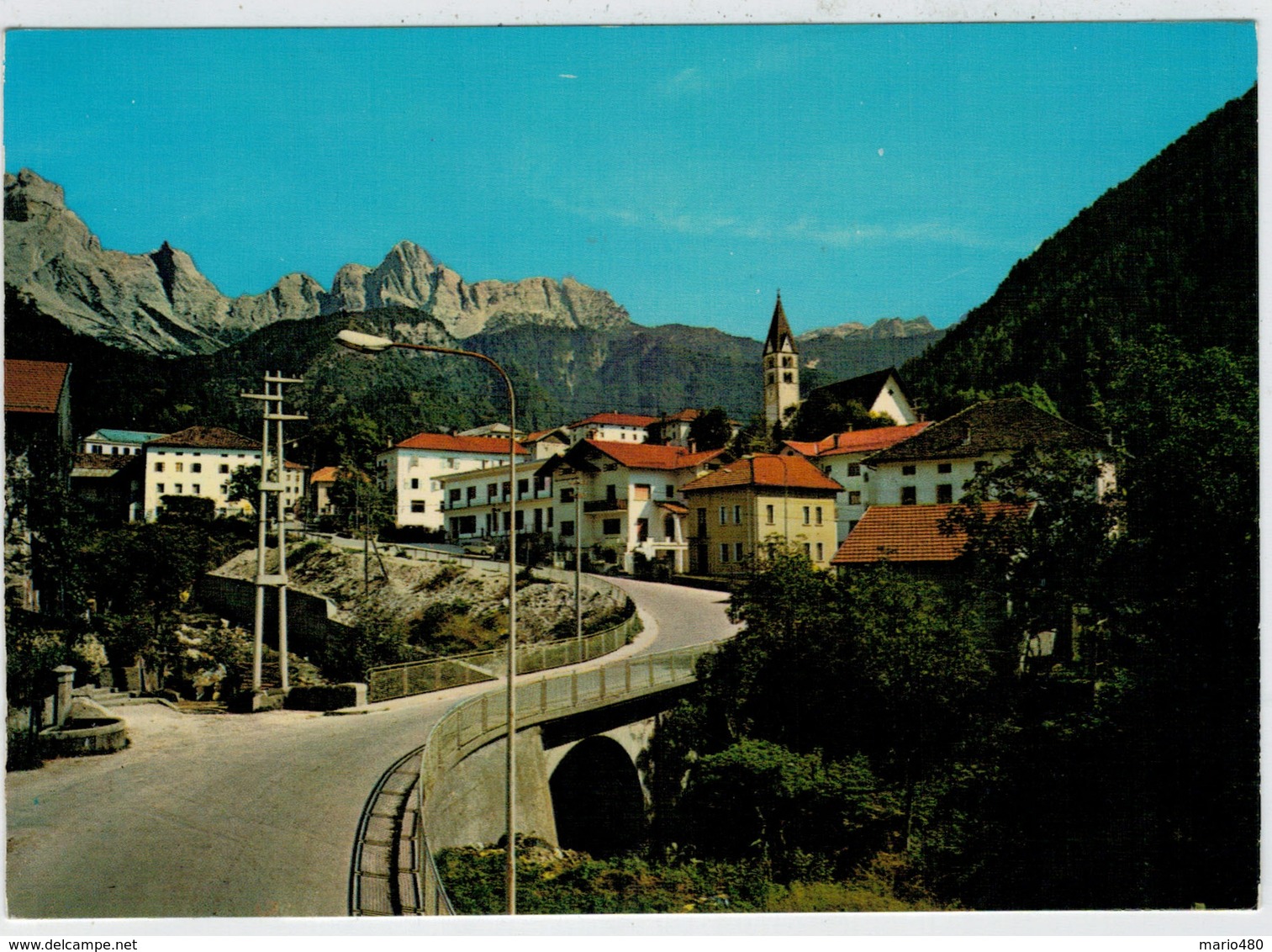 DOLOMITI   LA  VALLE  AGORDINA  PANORAMA  CON LA CATENA  DEL SAN  SEBASTIANO     (VIAGGIATA) - Altri & Non Classificati