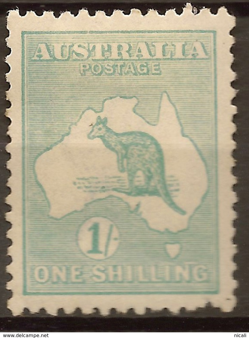 AUSTRALIA 1915 1/- Blue-green Roo SG 40b HM* #AQC63 - Mint Stamps