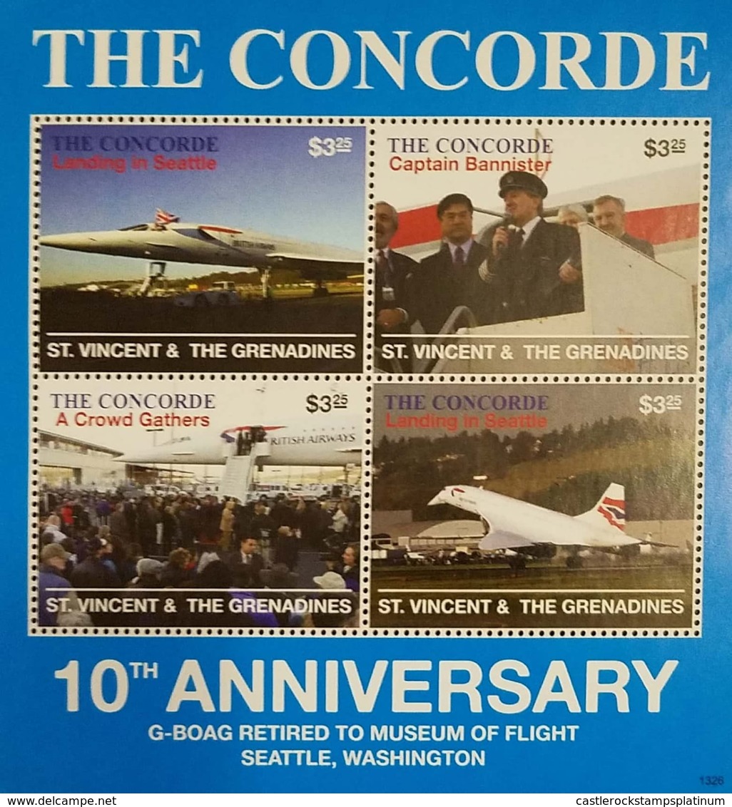 L) 2003 ST VINCENT & GRENADINES, THE CONCORDE, 10TH ANNIVERSARY G-BOAG RETIRED TO MUSEUM OF FLIGHT SEATTLE, WASHINGTON, - St.Vincent Y Las Granadinas