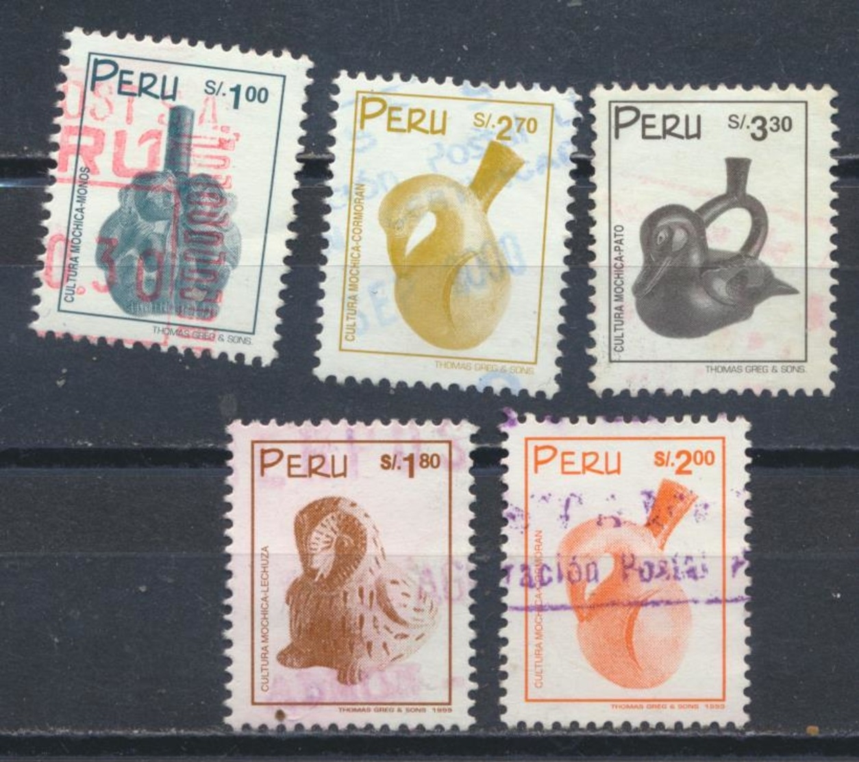 °°° PERU - Y&T N°1134/36/37/71/72 - 1998/1999 °°° - Perù